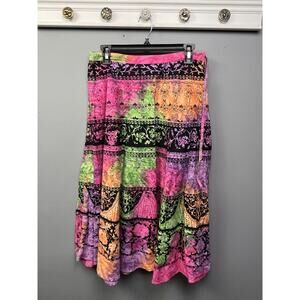 Vintage Take Two Skirt Womens‎ Medium Multicolor Floral Hippie Colorful Midi